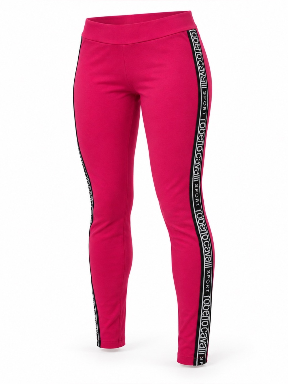 Authentic ROBERTO CAVALLI SPORT Fuchsia pink Leggings with Black Logo - medium